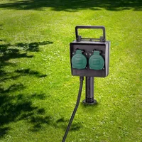 4-fach Gartensteckdose Steckdose mit Erdspieß + 10 m Kabel für Garten außen