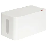 Hama Kabelbox „Mini“ mit Deckel & Gummifüßen (Organizer zur Vermeidung von Kabelsalat, Aufbewahrungsbox zum Verstecken von Steckdosenleisten, Adaptern & Kabeln, Schutz von Kindern & Tieren) weiß