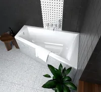 ECOLAM Eckbadewanne Trapez Rita Badewanne Acryl Trapezbadewanne 160 x 100 cm rechts + universelle Styroporverkleidung 1.041 Füße Ablauf Viega Silikon