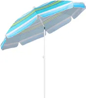 Sekey Sonnenschirm 200 cm Marktschirm Gartenschirm Terrassenschirm Rund Sonnenschutz UV50+ Blaue Grün Streifen