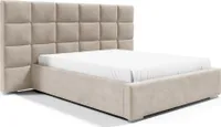 Stauraumbett Diana 200x200 – Bett mit Bettkasten, verbreitertes hohes Kopfteil (125 cm), Metallrahmen & Samtbezug, Piano 03 Creme