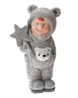 Winterkinder Figur aus Polyresin, schöne winterliche Dekoration, verschiedene Modelle (Junge, stehend)