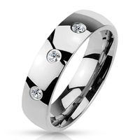 Damen Edelstahl mit 5 CZ Kristall Silber/Gold Ring Fingerring f 19