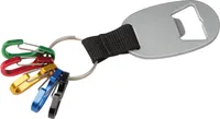 Metall-Schlüsselanhänger mit Flaschenöffner und 5 Minikarabinern