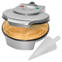 Clatronic® Hörnchenautomat für hauchdünne Waffeln | ideal für Eis-Waffelhörnchen | Backfläche Ø 18 cm | inkl. Hörnchenkegel | antihaftbeschichtet | regelbarer Bräunungsgrad | 1200 Watt | HA 3494