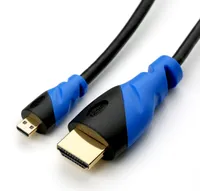 microHDMI auf HDMI 2.0 Kabel, 3 m, schwarz/blau