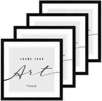 🖼️KNOR®️ Bilderrahmen 30x30 cm Schwarz, 4er Set Posterrahmen, Bilderrahmen, Fotorahmen, bruchsicheres Acrylglas, Picture Frame 30x30, zum Aufhängen & Aufstellen 🎨Isabella Kollektion