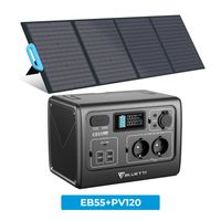 BLUETTI Solar Stromerzeuger EB55 mit PV120 Solarpanel, 537Wh LiFePO4 Batterie mit 2 700W AC Ausgängen (1400W Peak), 100W Type-C, Solarspeicher für Outdoor Camping, Off-Grid, Blackout