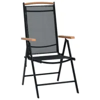 vidaXL Gartenstühle Klappbar 2 Stk. Aluminium und Textilene Schwarz