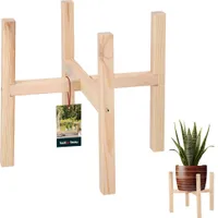 KOTARBAU® Blumenständer Holz natural Kreuz 34 x 34 x 30 cm Pflanzenständer Holz Blumenständer Plant Stand Blumentopfständer für innen Blumentopfregal Blumentopf Ständer Holz