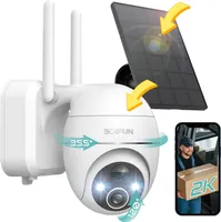 BOIFUN Solar-Überwachungskamera für den Außenbereich, 2K/3MP-ohne ABO, intelligente HDR-Nachtsicht, PTZ Drehung, PIR-Bewegungserkennung, Alarmsystem.