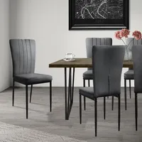 ML-Design sada 4 jídelních židlí se sametovým potahem, šedá, kuchyňské židle s opěradlem, čalouněná židle s kovovými nohami