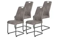 4er Set Freischwinger Christina II - Microfaser Vintage Grau - Metallgestell Grau - 140 kg belastbar