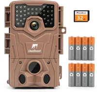 Kamera pro volně žijící zvířata 36MP 4K s nočním viděním s detektorem pohybu 32GB paměťová karta a 8 baterií
