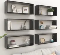vidaXL Würfelregale 6 Stk. Schwarz 60x15x23 cm Holzwerkstoff