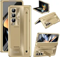Pouzdro pro Samsung Galaxy Z Fold 4 5G galvanizované pouzdro se S Pen a držákem na pero, ochranná fólie na displej, ochrana pantu a stojánkem Zlato