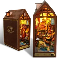 Topchances DIY Book Nook Kit, DIY Puppenhäuser Miniatur Haus Kit mit Möbeln und LED-Licht, 3D Puzzle Buchstützen aus Holz, Modellbausätze für Erwachsene Kinder zum Bauen,Stil B