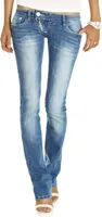 BE STYLED Hüftjeans Damenjeans Hose stretchig sehr tiefer Leibhöhe gerader Regular Straight Schnitt, M / 38