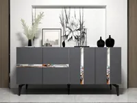 Skye Decor, Vania - Anthracite, Silver, Wohnzimmerschränke, Anthrazit, 150 x 40 x 79 cm