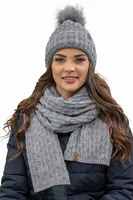 Vivisence damen bommelmütze und schal set warm kopfbedeckung und halsbedeckung an winter und herbst warm dick, wintermütze mit bommel, winterset für frauen, hergestellt in eu, hellgrau, einheitsgröße