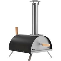 Schwarz Silber Holzkohlegrills, Pizzaofen Outdoor, Pizzamaker, Thermometer, Pizzaschaufel, Edelstahl, Ideal für Camping und Grillen im Freien
