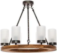 Kronleuchter Crafdeco - Eichenholz Braun Modernes Design Elegante Pendelleuchte für Wohnzimmer Esszimmerlampe Büro Stilvolles Hängeleuchte