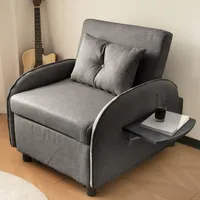 MERAX Schlafsofa mit 3-in-1 Bettfunktion Ausziehbares Einzelsofa mit klappbaren Teetischen, 123(73)x167x78 cm