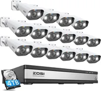 ZOSI 5MP Überwachungskamera Set, 16CH 4K 4TB PoE NVR und 16X 5MP PoE IP Kamera für Personenerkennung, Farbnachtsicht