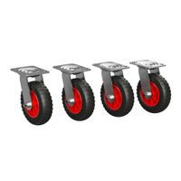 schwarz/rot 1 x Lenkrolle mit PU Rad Ø 160 mm Gleitlager Transportrolle schwarz/rot 1 x Lenkrolle mit PU Rad Ø 160 mm Gleitlager Transportrolle