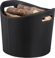 relaxdays Kunstleder L Kaminholzkorb 17,0 l schwarz 39,5 x 38,0 x 31,5 cm