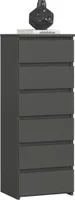 Kommode AKORD CL6 Graphitgrau 40 cm 6 Schubladen B40 x H109 x T35 cm