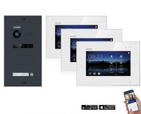 WLAN Video Sprechanlage BALTER EVO 2-Draht BUS für 1-Familienhaus mit 3x Touchscreen 7 Zoll Monitor (Türstation Farbe : Silber)