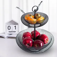 2-Ply Bird's Nest Fruit Basket Bread Basket Metal Decorative Bowl Handwelding Black