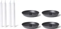 Novaliv 4x Kerzenhalter 15cm Metall Stabkerzenhalter SCHWARZ mit batteriebetrieben Stabkerzen LED-Kerzen Premium Tafelkerzen Kerzenständer candle holder Adventskranz weihnachtliche Tischdekoration