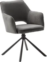 2er Set Sesselstuhl Luzon, 180° drehbar - Anthrazit / Schwarz