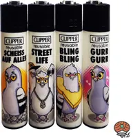 4 Clipper Reibradfeuerzeuge Tauben