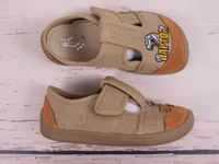 3F Jungen Kinder Hausschuhe Super Flexible bar3foot DINO Leinen Klettverschluss 3BE3/LN15