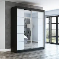 Schwebetürenschrank, 2-türig Schrank mit Spiegel  KOMFORT 180 (Weiß, Schwarz, Somona)