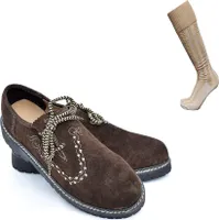 Trachtenschuhe Fashion Outdoor Trachten Lederschuhe Herren Schuhe inkl. Socken - Gr. 45