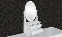 vidaXL Toaletka z owalnym obrotowym lustrem MDF