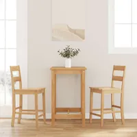 vidaXL Barhocker 2 Stk. Natur Massivholz Gummibaum