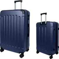 Reisetasche Koffer ABSTasche Trolley (Handgepäck-Mittel-Groß) Zwillingsrollen Dunkelblau L (65cm)