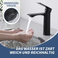 AiIHOM Wasserhahn Bad Schwarz Waschtischarmatur Mischbatterie Bad Armatur Badezimmer Waschbeckenarmatur Einhebelmischer, Matt Schwarz