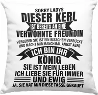 Trendation - Valentinstag Geschenk Deko-Kissen mit Füllung 40x40 für Ihn von Freundin Geschenkidee Spruch Süß Liebe Jahrestag Geschenke Verrückte Freundin (Rosa)