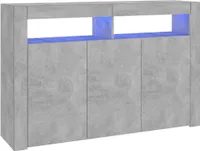 vidaXL Příborník s LED světly Betonová šedá 115,5x30x75 cm