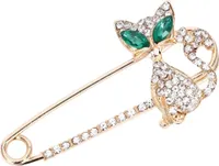 Brosche mit Zirkonen, goldene Katzenkätzchennadel, elegante Sicherheitsnadel