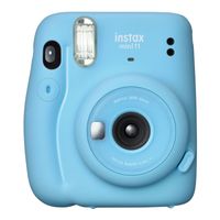 instax mini 11 Sofortbildkamera, Sky-Blue inkl. Batterien + Trageschlaufe + 2 Shutter Button