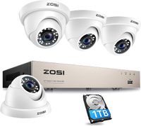 ZOSI 1080P 4CH Full HD Überwachungssystem mit 1TB DVR mit 4 Dome Kamera Set für Innen & Außen, 24M IR Nachtsicht