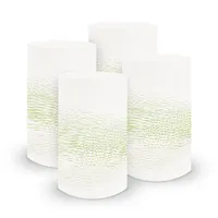 itenga 6x Windlicht klein Linien weiß grün / frühlingsgrün, 10,0 cm