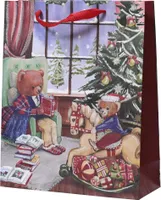 Geschenktüte Weihnachten 18x8x24cm mit Henkel und Motiv 1 Stück Rot